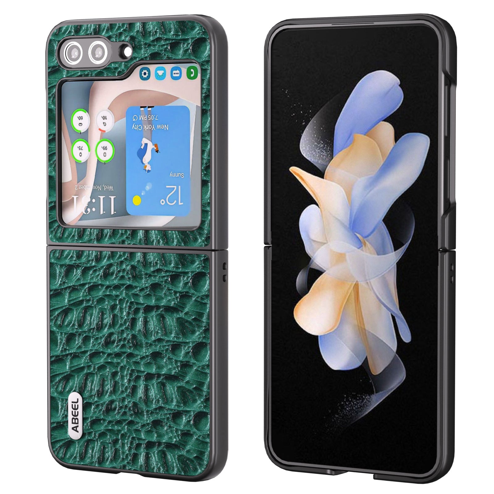 ABEEL Pro Samsung Galaxy Z Flip5 5G Pouzdro na PC telefon z pravé hovězí kůže s texturou protiskluzový kryt ABEEL Pro Samsung Galaxy Z Flip5 5G Pouzdro na PC telefon z pravé hovězí kůže s texturou protiskluzový kryt